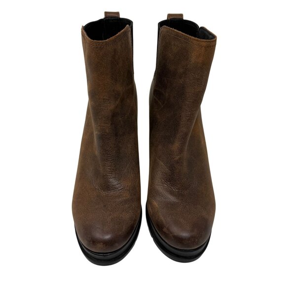Sorel Brown Leather Chunky Block Heel Ankle Boots Womens Size 10 Blake Chelsea - Picture 3 of 9